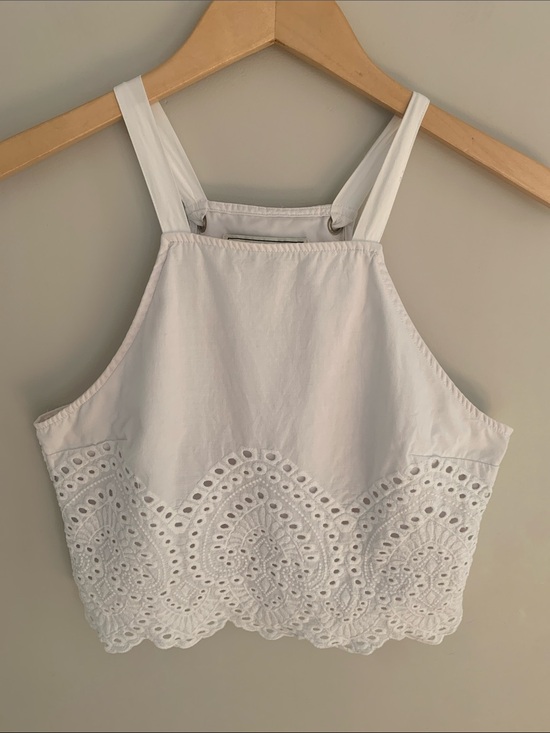 Abercrombie & Fitch Tops - Abercrombie & Fitch Eyelet Relaxed Fit Tank Top White Medium Cottagecore Summer
